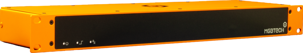 MGB-TECH 9-port PPS pulse and NMEA signal isolated splitter front view showing LED indicators